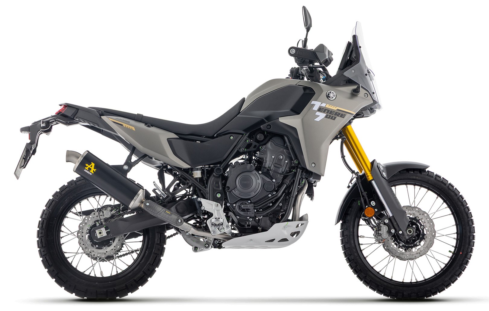 Escape Indy-Race aluminio Dark fondo acero Yamaha Tenere 700 2025-