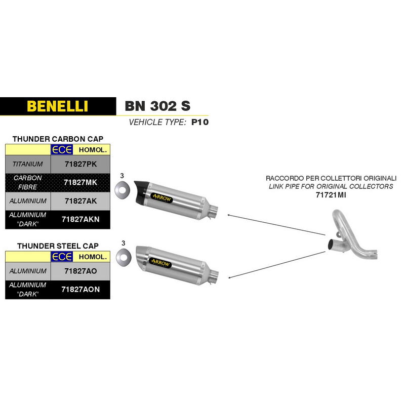 Escape Street Thunder aluminio Dark fondo carbono para Benelli BN 302 / S 2014-2020