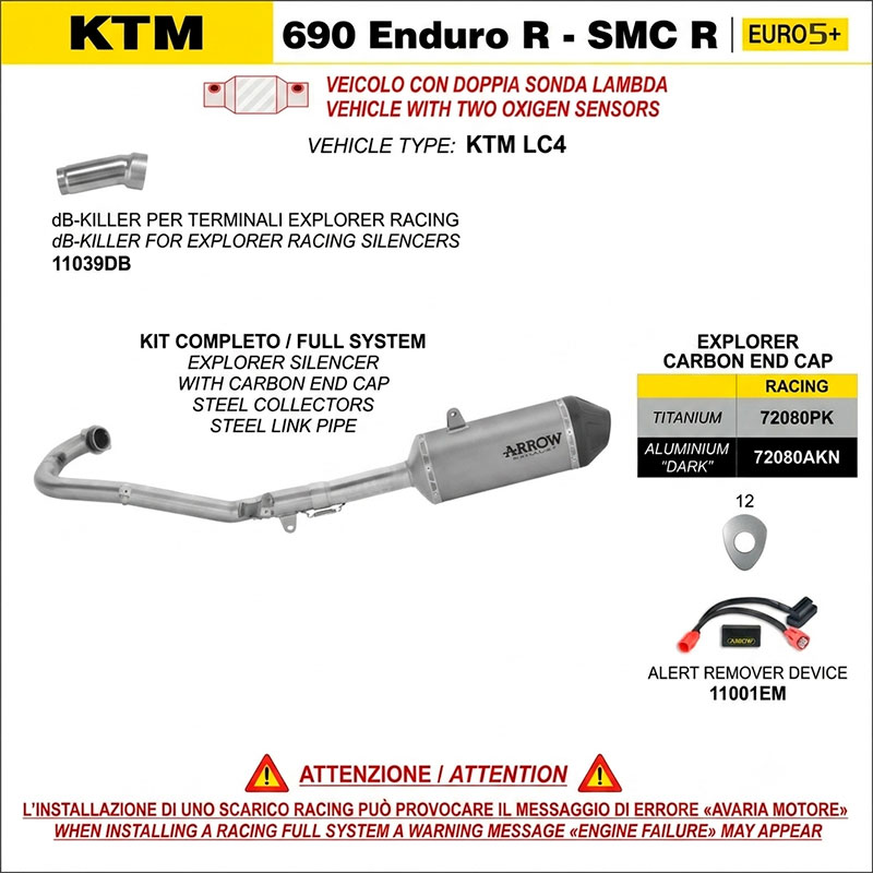 Kit racing colector+escape Explorer titanio fondo carbono KTM 690 Enduro R / 690 SMC R 2025-2026