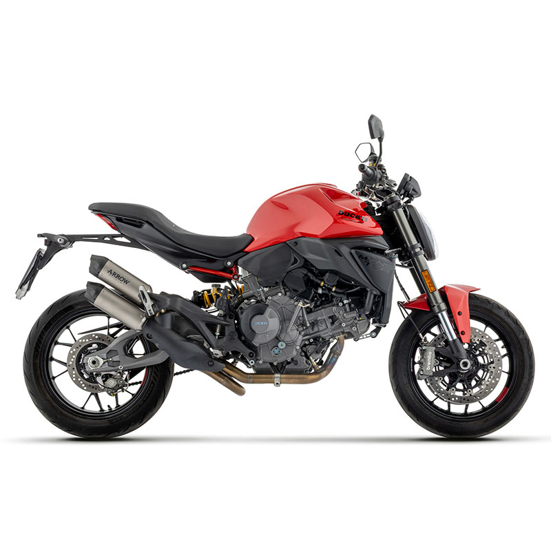 Kit escapes racing Round Sil titanio fondo carbono con conector acero Ducati Monster 890 V2