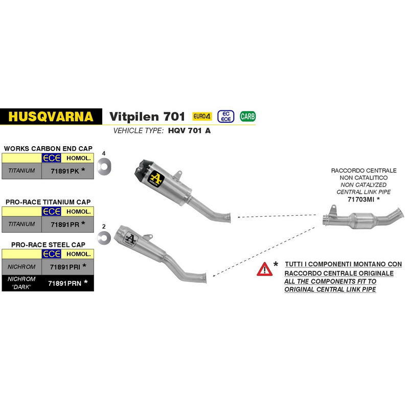 Escape Pro-Race Nichrom Dark Husqvarna Vitpilen 701 2018-2019