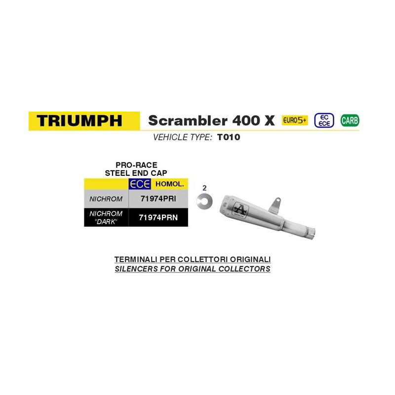 Escape Pro-Race Nichrom fondo acero Triumph Scrambler 400 X / Speed 400 2024-