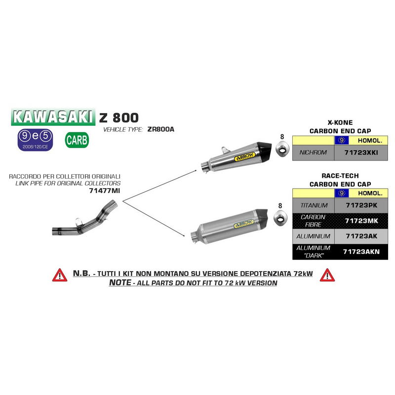 Escape Race-Tech aluminio fondo carbono homologado Kawasaki Z750 / Z750S 2007-2014 / Z800