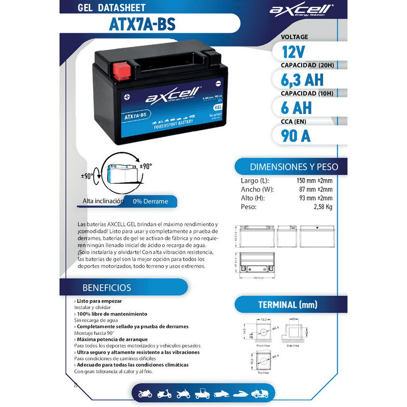 Batería moto GEL ATX7A-BS