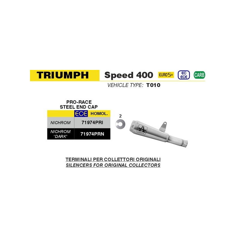 Escape Pro-Race Nichrom fondo acero Triumph Scrambler 400 X / Speed 400 2024-
