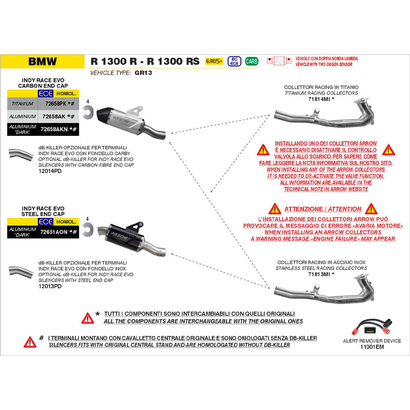 Colectores acero BMW R1300R / RS 2025-2026