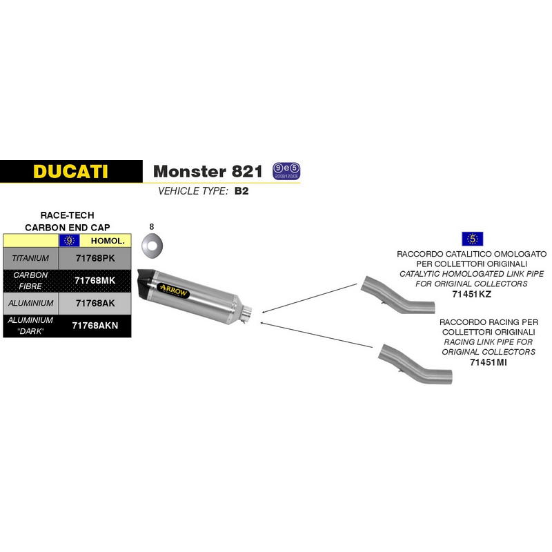 Conector para colectores originales Ducati Monster 821 / Monster 1200 / Diavel 2011-2016