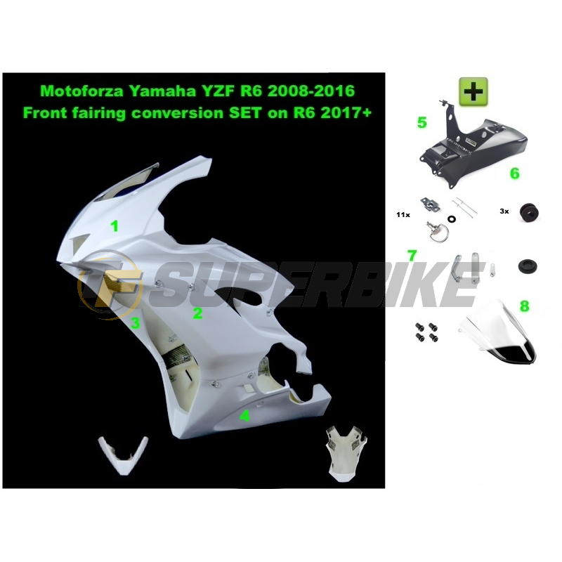 Kit transformación parte frontal Yamaha R6R 2008-2016 a Yamaha R6 2017-2025
