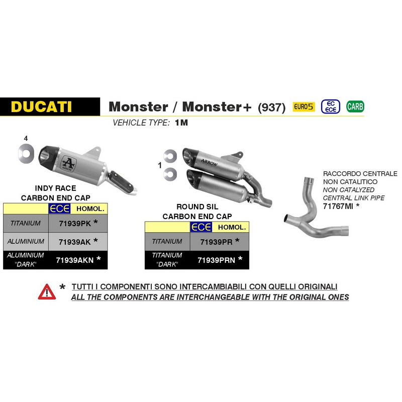 Escapes Round-Sil titanio Ducati Monster 937 2021-2024
