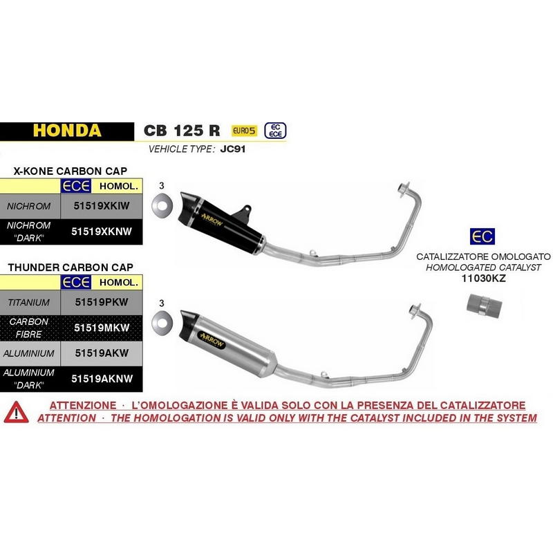 Sistema completo con escape Thunder titanio Honda CB125R 2021-2024