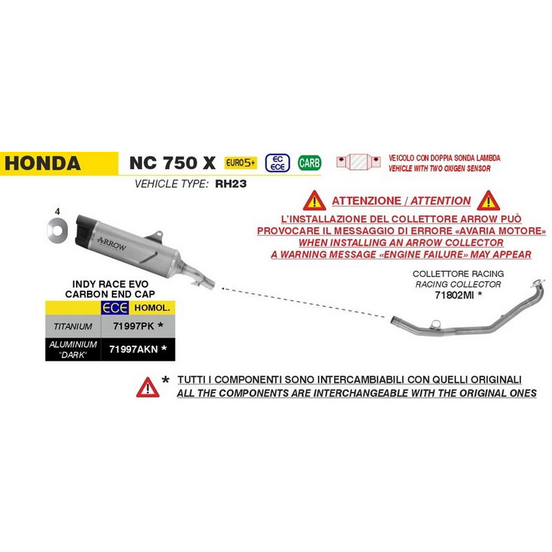Escape Indy-Race EVO aluminio Dark fondo carbono Honda NC 750 X 2025-