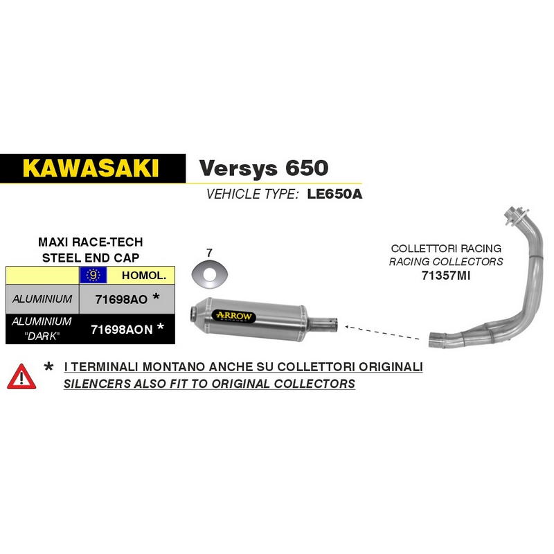 Escape Maxi Race-Tech homologado aluminio Kawasaki ER-6N / ER-6F / Versys 650