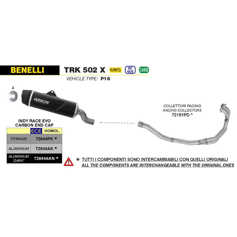 Escape Indy Race EVO aluminio Dark fondo carbono para Benelli TRK 502 X 2021-2023