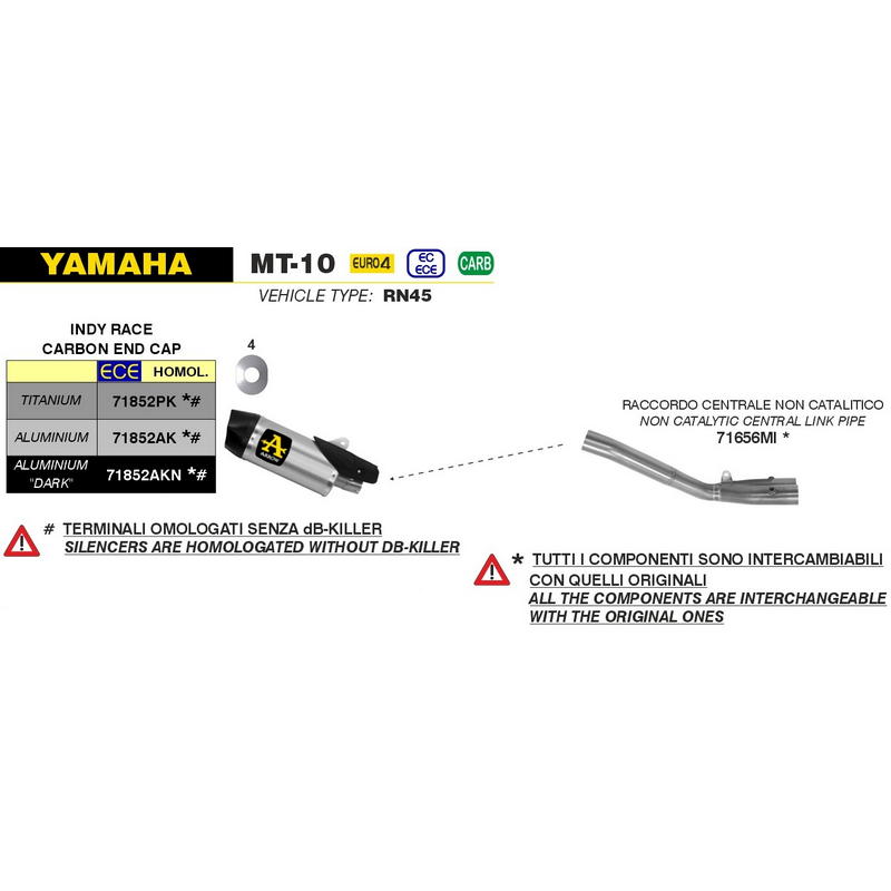 Escape Indy Race aluminio fondo carbono Yamaha MT-10 2016-2020