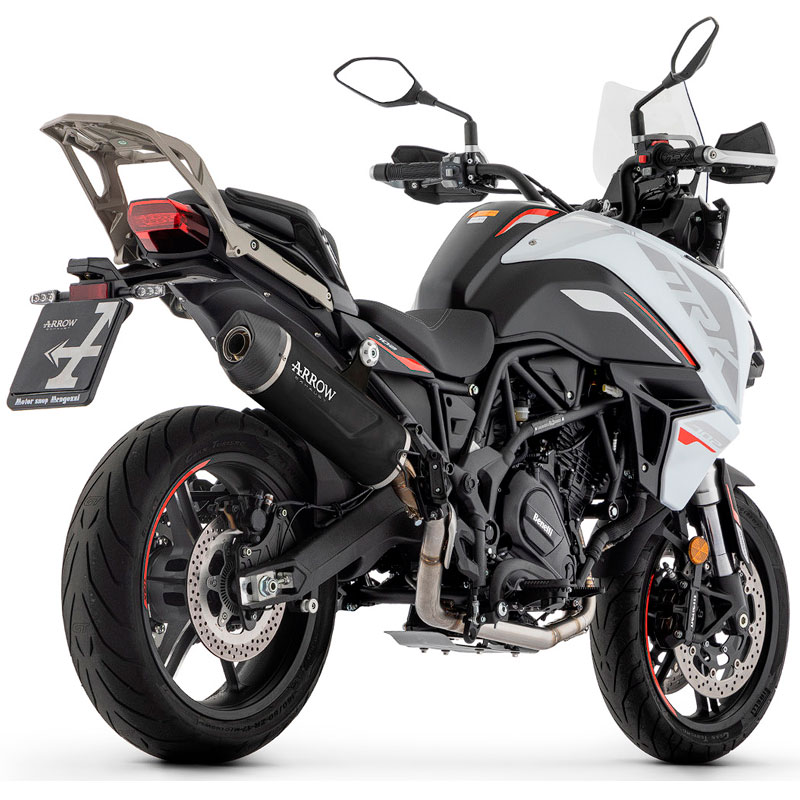 Escape Indy Race EVO aluminio Dark fondo carbono para Benelli TRK 702 / 702X 2023-2024