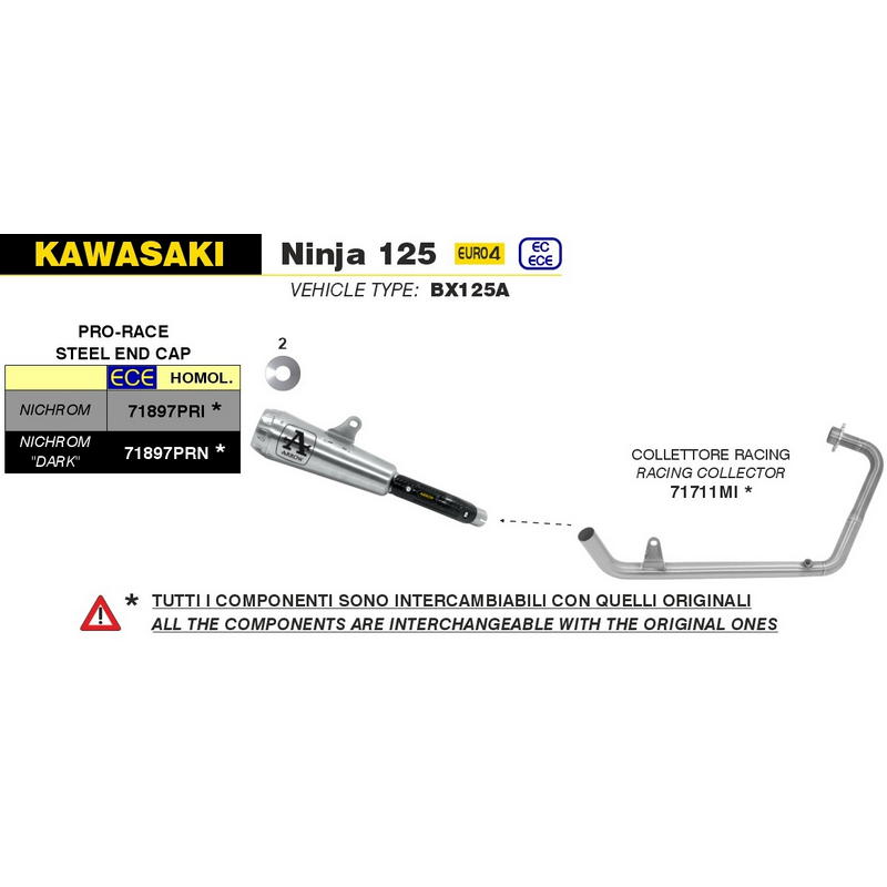 Colector racing Kawasaki Ninja 125 / Z125 2019-2020