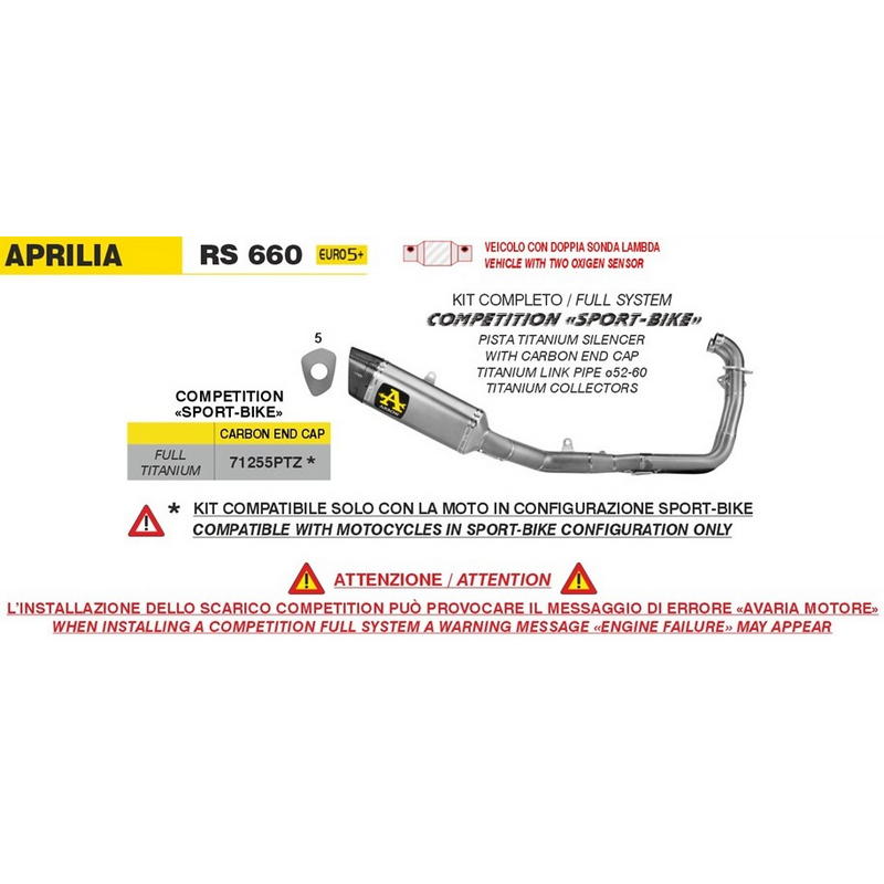Sistema completo Competition full titanium escape Pista Aprilia RS 660 2025