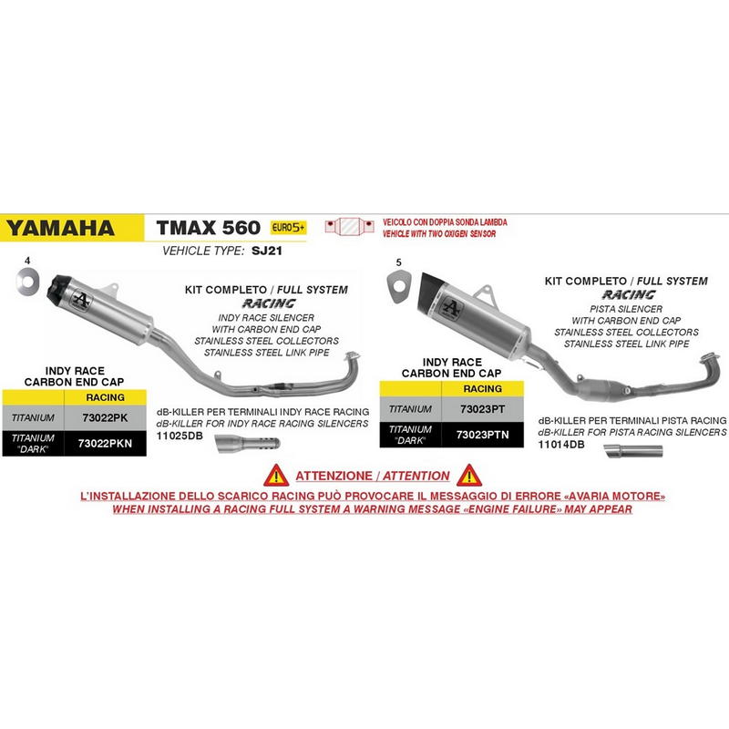 Sistema completo Racing Yamaha T-MAX 560 2025- con escape Indy Race titanio