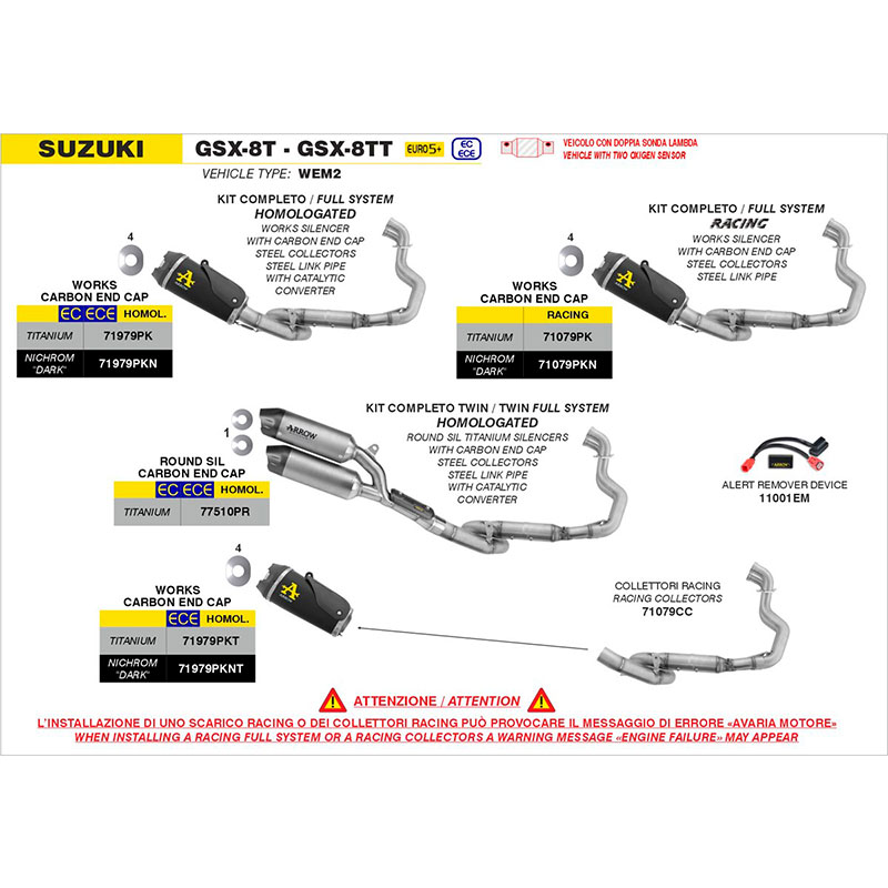 Escape Works titanio Suzuki GSX-8R / GSX-8S 2024-2026