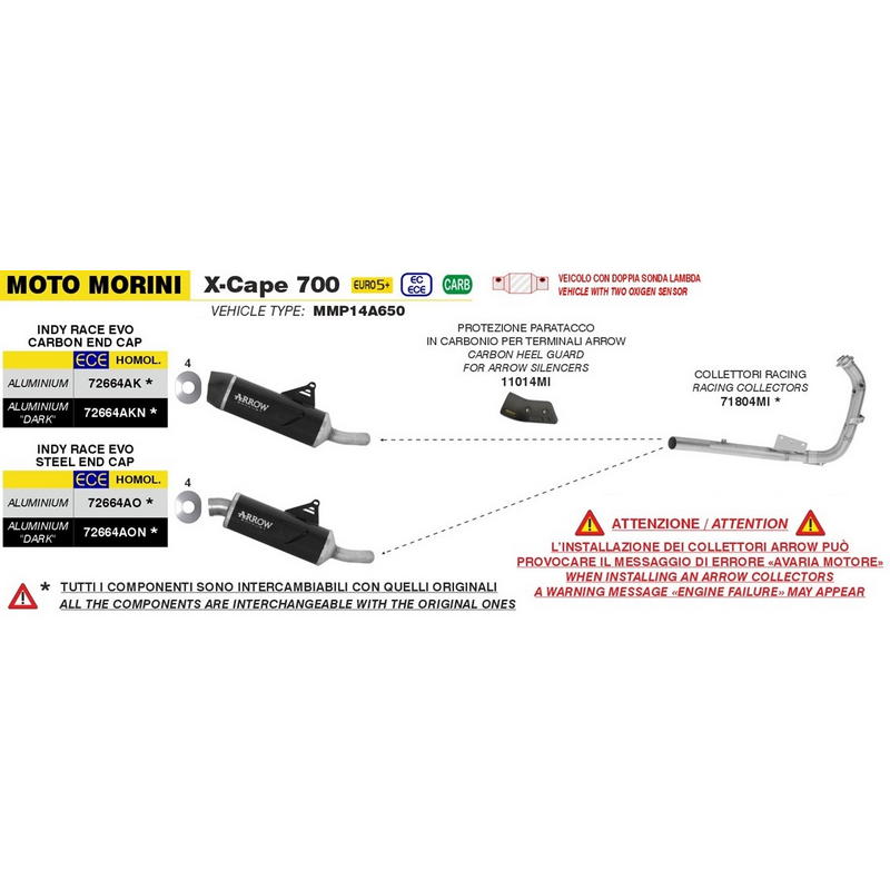 Colectores racing permutables con los originales Moto Morini X-CAPE 700 2025-