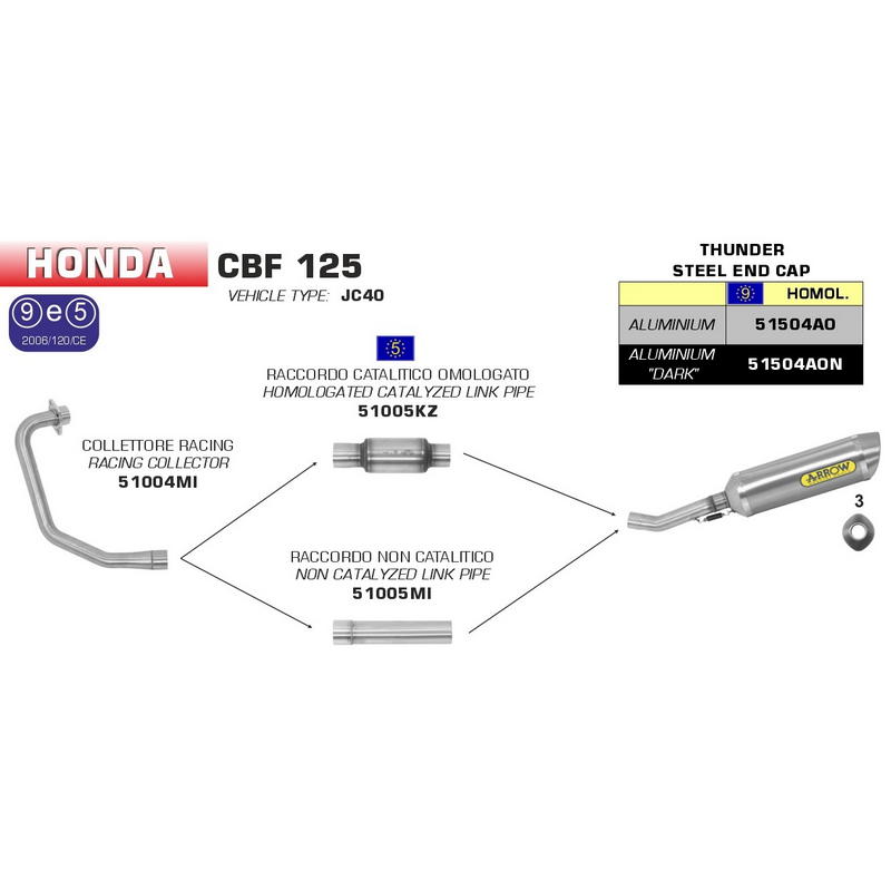 Conector central catalítico Honda CBR125R / CB125F / CBF125