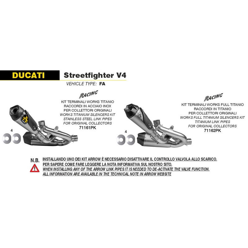 Escapes Works titanio Ducati Panigale V4 / Streetfighter V4 con conectores titanio