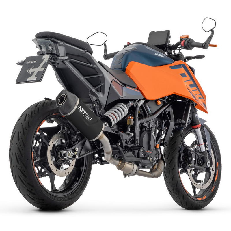Escape Indy Race EVO aluminio Dark fondo carbono KTM Duke 125 / Duke 390 2024-