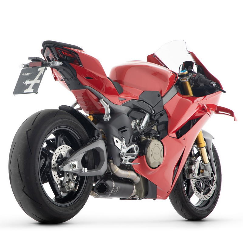 Escapes Works titanio Dark fondo carbono con conectores titanio Ducati Panigale V4 2025