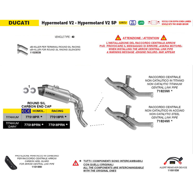 Escapes Round Sil titanio con conector acero Ducati Hypermotard / Hypermotard SP V2 2026
