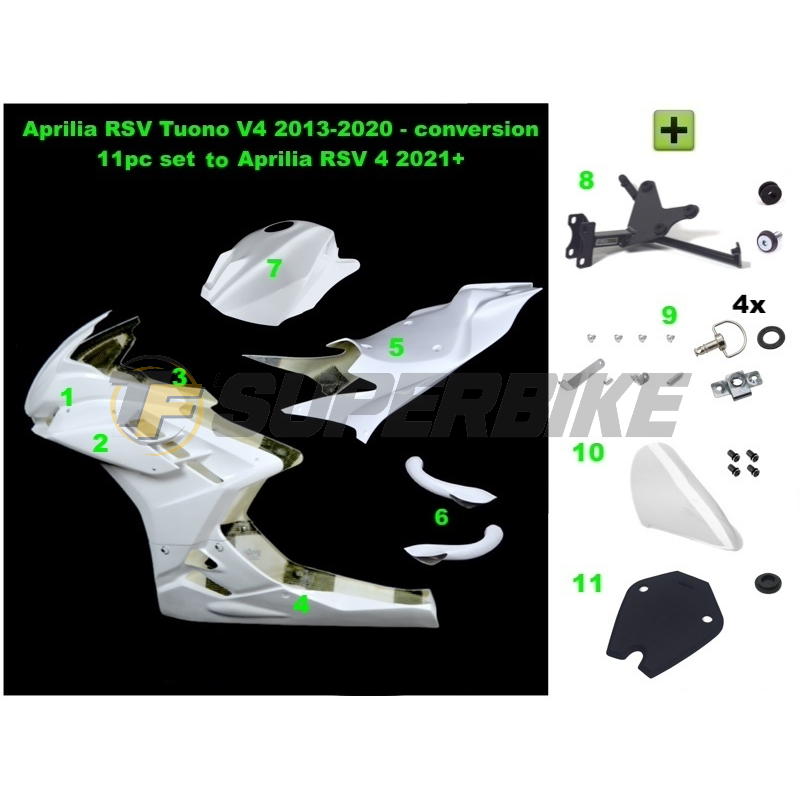 Kit transformación Aprilia Tuono V4 2013-2020 a Aprilia RSV4 2021-2024