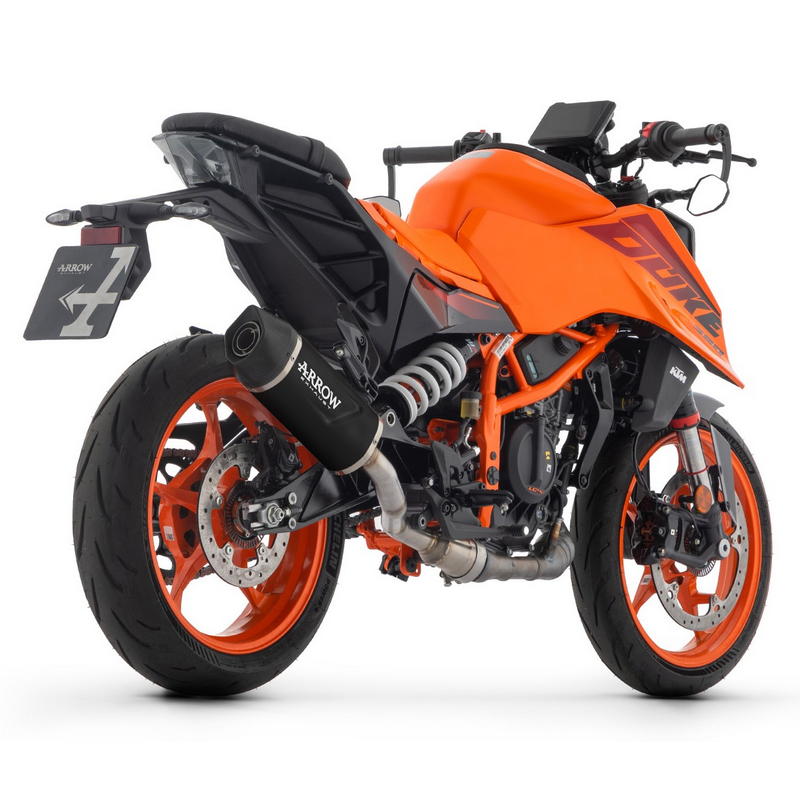 Escape Indy Race EVO aluminio Dark fondo carbono KTM Duke 125 / Duke 390 2024-
