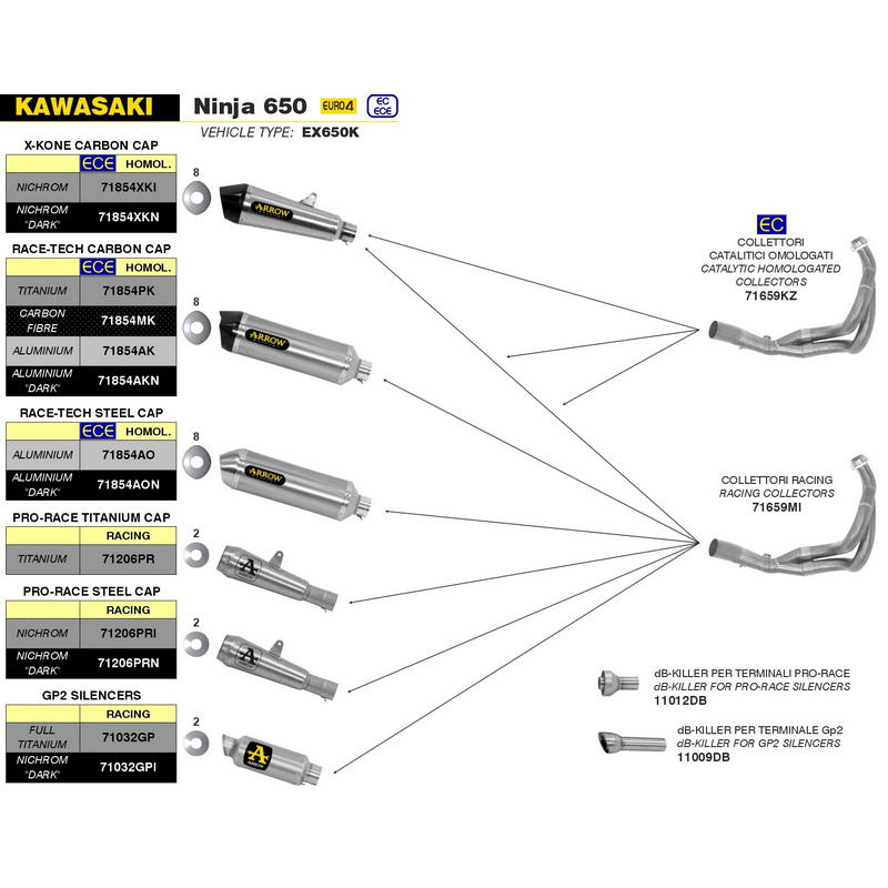 Escape Race-Tech homologado aluminio Dark fondo carbono Kawasaki Ninja 650 / Z650 / Versys 650